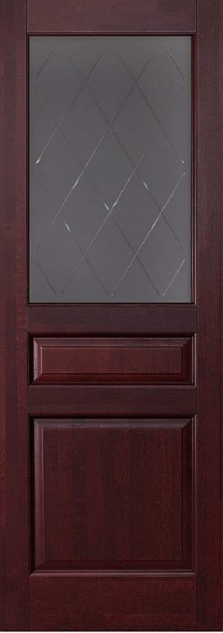 Двери в интерьере - Дверь ОКА массив ольхи Валенсия махагон, стекло графит с фрезеровкой