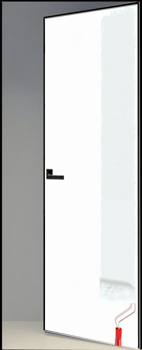 Двери в интерьере - Дверь скрытая под покраску Invisible-4, 2,0 м, кромка AL black, revers, 40 мм