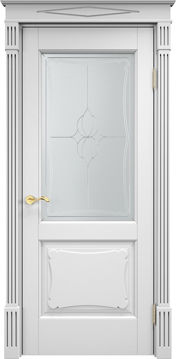 Дверь Итальянская Легенда массив ольхи ОЛ6.2 эмаль белая, стекло 6-5
