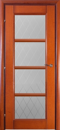 Двери в интерьере - Дверь Краснодеревщик 3340 бразильская груша, стекло матовое гравировка Кристалл