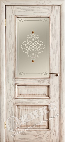 Двери в интерьере - Дверь Оникс Версаль эмаль слоновая кость с патиной, фьюзинг "Ажур"