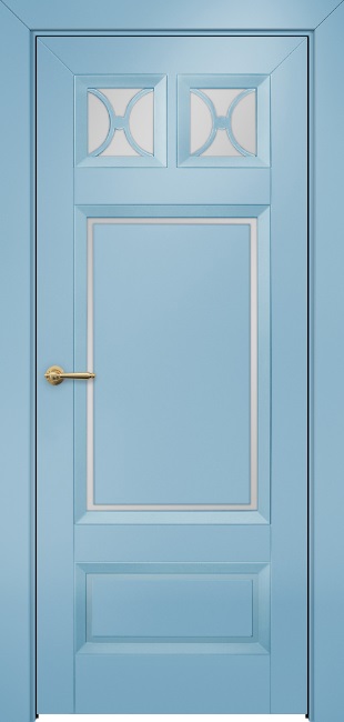 Двери в интерьере - Дверь Оникс Шанель 2 фрезерованная эмаль голубая, сатинато с решеткой