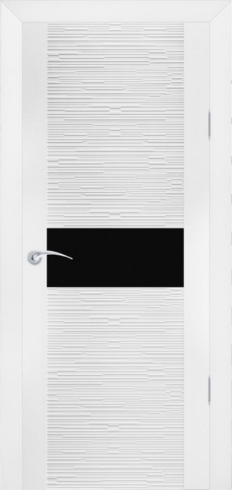 Дверь ZADOOR D2 техно эмаль белая, стекло лакобель черное