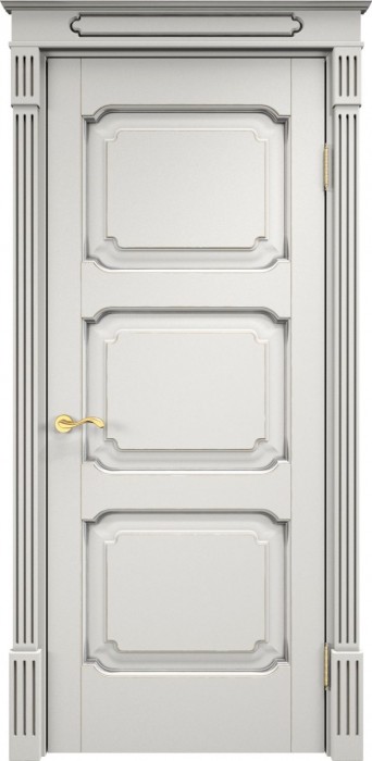 Дверь Итальянская Легенда массив ольхи ОЛ7.3 белый грунт с патиной серебро, глухая. Фото №2