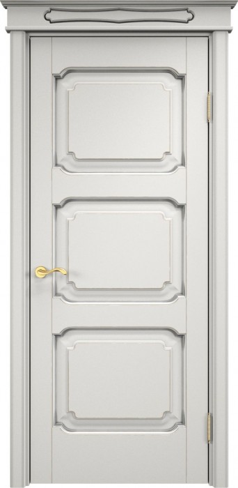 Дверь ПМЦ массив ольхи ОЛ7.3 белый грунт с патиной серебро, глухая