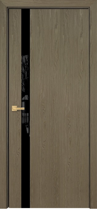 Двери в интерьере - Дверь Оникс Верона 1 дуб кофейный, глухая, триплекс черный