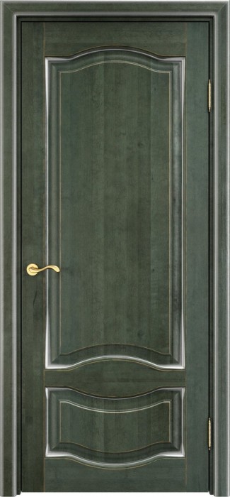 Дверь Итальянская Легенда массив ольхи ОЛ33 зеленый с патиной серебро, глухая