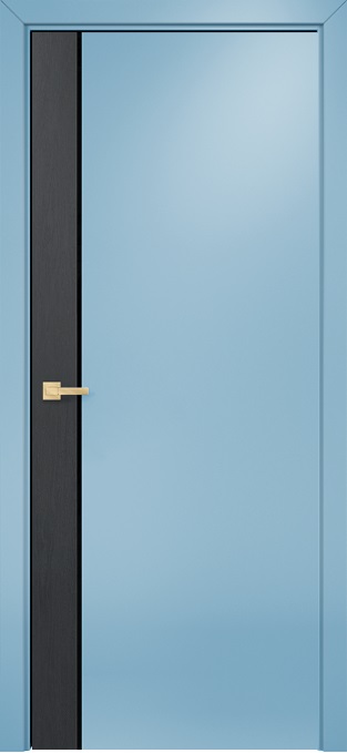 Двери в интерьере - Дверь Оникс Дуо дуб графит/эмаль голубая, триплекс черный