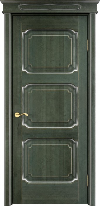 Дверь ПМЦ массив ольхи ОЛ7.3 зеленый с патиной серебро, глухая