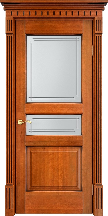 Дверь ПМЦ массив ольхи ОЛ5 медовый с патиной орех, стекло 5-4