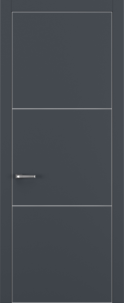 Двери в интерьере - Дверь Z K11 полипропилен  графит премьер, ALU кромка хром, молдинг серебро, глухая