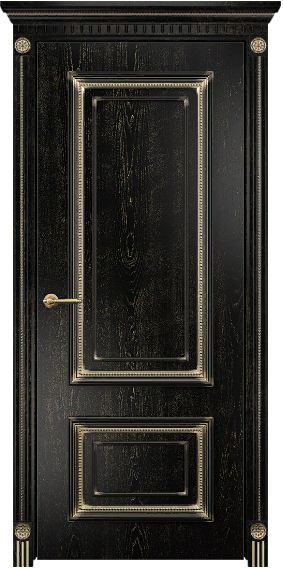 Дверь Оникс Мадрид эмаль черная с золотой патиной, глухая. Фото №7