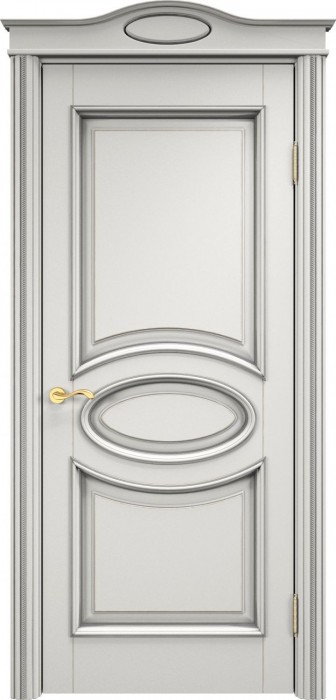 Дверь Итальянская Легенда массив ольхи ОЛ26 белый грунт с патиной серебро, глухая. Фото №2