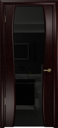 Двери в интерьере - Дверь Арт Деко Лиана-3 венге, черный триплекс