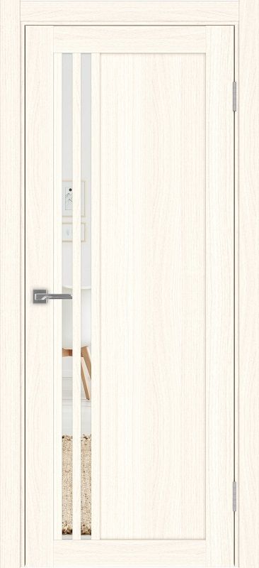 Двери в интерьере - Дверь Эко 555.21 ясень светлый, зеркало