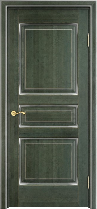 Двери в интерьере - Дверь Итальянская Легенда массив ольхи ОЛ5 зеленый с патиной серебро, глухая
