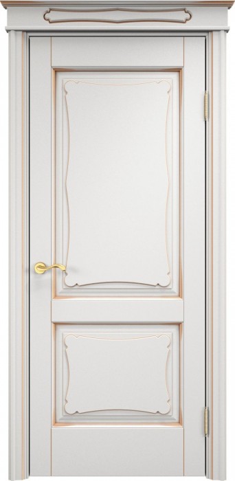 Дверь ПМЦ массив ольхи ОЛ6.2 белый грунт с патиной золото, глухая. Фото №2