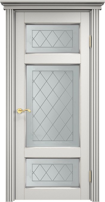 Двери в интерьере - Дверь Итальянская Легенда массив ольхи ОЛ55 белый грунт с патиной серебро, стекло 55-8