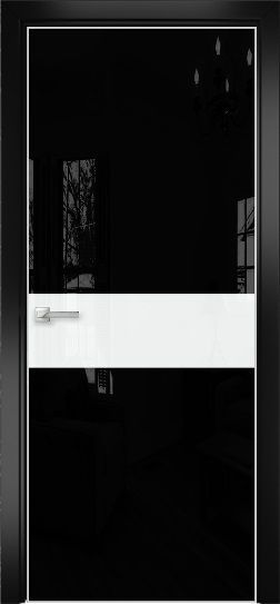 Двери в интерьере - Дверь Оникс Соло 3 глухая, Lacobel черное/Lacobel RAL 0333