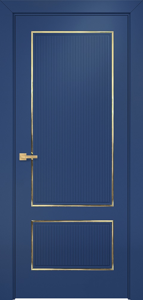 Двери в интерьере - Дверь Оникс Сиэтл 2 эмаль RAL 5000 молдинг золото, глухая