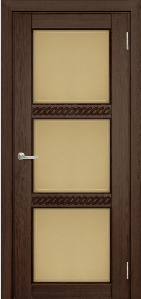 Двери в интерьере - Дверь Берест массив сосны Браво дуб, фреза коса, стекло бронза