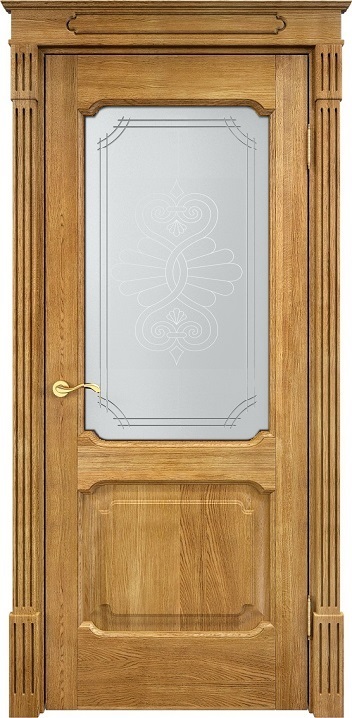 Двери в интерьере - Дверь Итальянская Легенда массив дуба Д7 орех 5%, стекло 7-2