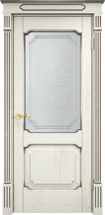Двери в интерьере - Дверь Итальянская Легенда массив дуба Д7 эмаль F120 с черной патиной, стекло 7-2