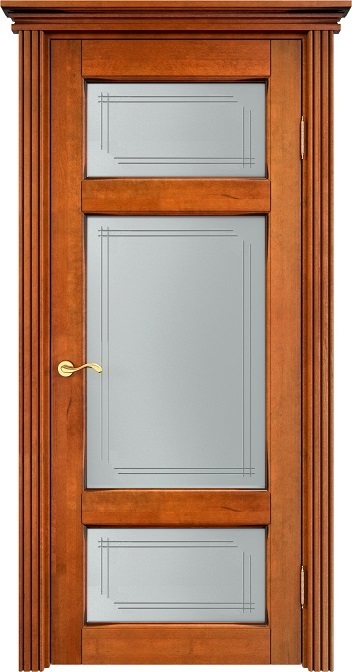 Дверь ПМЦ массив ольхи ОЛ55 медовый с патиной орех, стекло 55-4