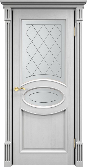Двери в интерьере - Дверь Итальянская Легенда массив сосны 26ш белый воск, стекло 26-2