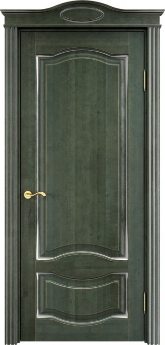 Дверь ПМЦ массив ольхи ОЛ33 зеленый с патиной серебро, глухая. Фото №2