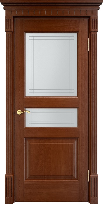 Двери в интерьере - Дверь Итальянская Легенда массив дуба Д5 коньяк, стекло 5-2