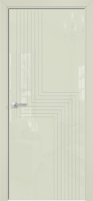 Двери в интерьере - Дверь Оникс Арт, лакобель слоновая кость RAL 1013, витраж контурный №1