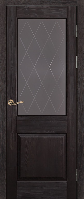 Двери в интерьере - Дверь ОКА браш массив сосны Элегия венге, стекло графит
