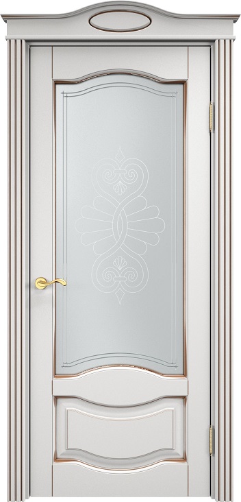 Дверь Итальянская Легенда массив ольхи ОЛ33 белый грунт с патиной орех, стекло 33-1