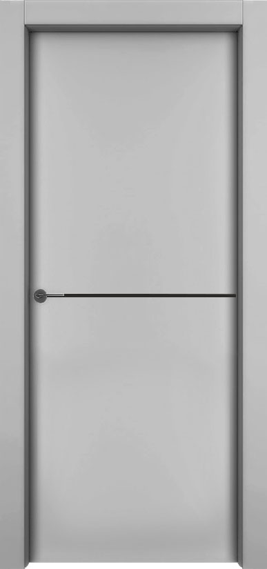 Двери в интерьере - Дверь 1001-М1 эмаль серая, молдинг черный, глухая