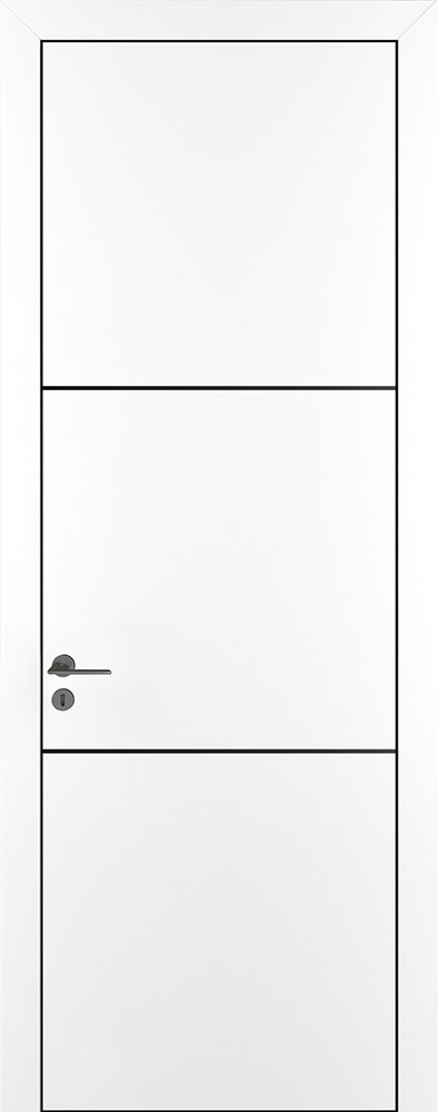 Двери в интерьере - Дверь Z K11 полипропилен белый, ALU кромка черная, молдинг черный, глухая
