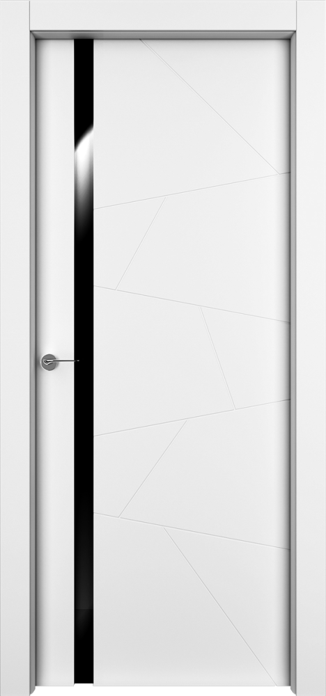 Двери в интерьере - Дверь Берген эмаль белая, триплекс черный, глухая