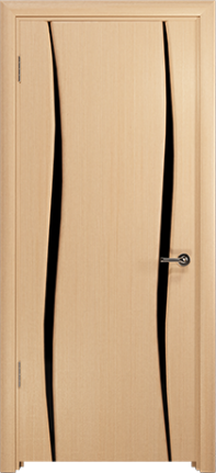Дверь Арт Деко Вэла-2 беленый дуб, триплекс черный