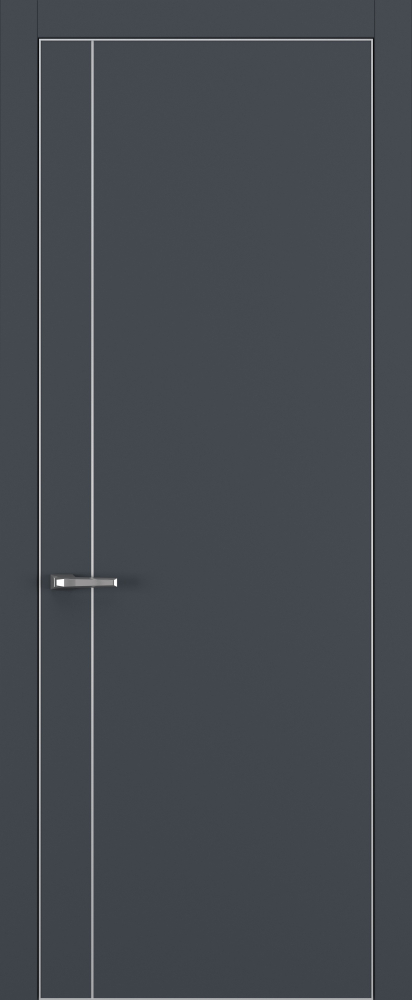 Двери в интерьере - Дверь Z K14 полипропилен  графит премьер, ALU кромка хром, молдинг серебро, глухая