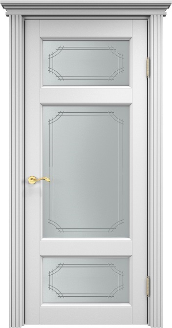 Дверь Итальянская Легенда массив ольхи ОЛ55 эмаль белая, стекло 55-1