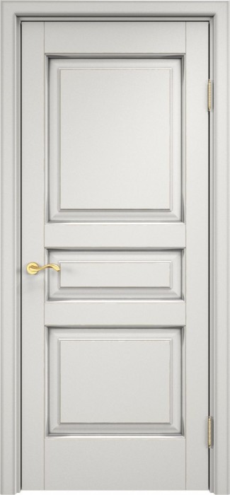Дверь ПМЦ массив ольхи ОЛ5 белый грунт с патиной серебро, глухая