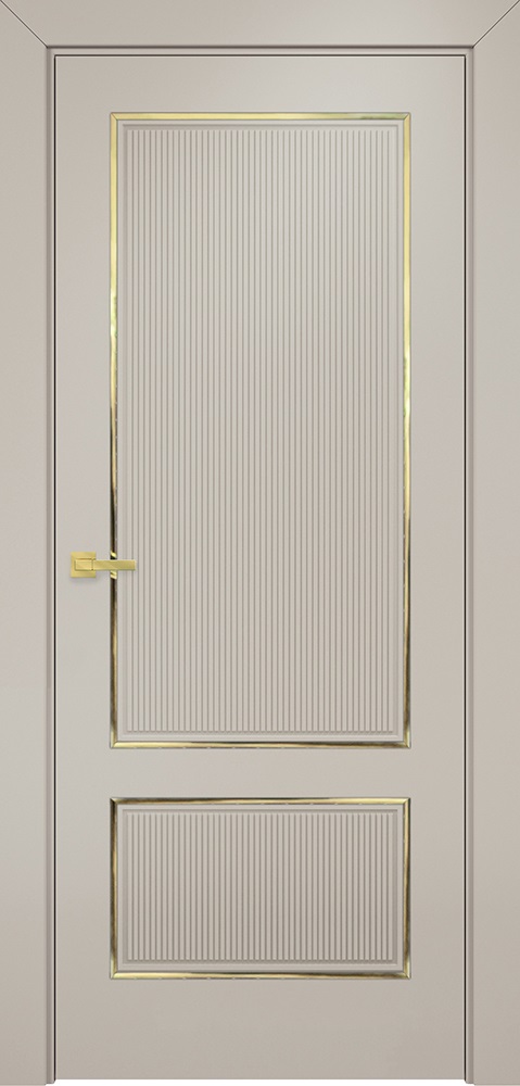 Двери в интерьере - Дверь Оникс Сиэтл 2 эмаль латте молдинг золото, глухая