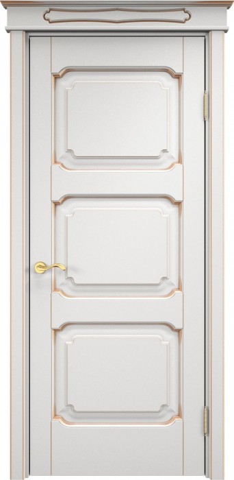 Дверь ПМЦ массив ольхи ОЛ7.3 белый грунт с патиной золото, глухая