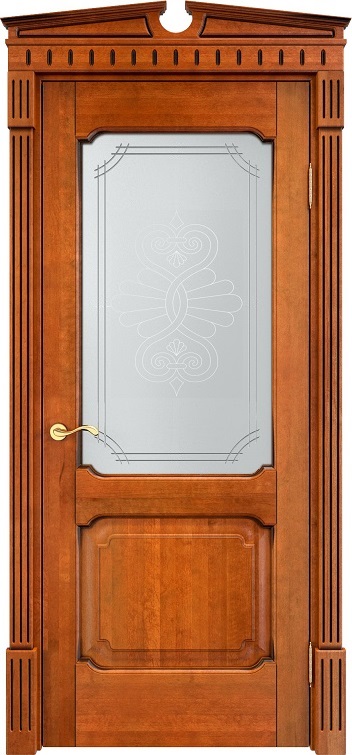 Дверь Итальянская Легенда массив ольхи ОЛ7.2 медовый с патиной орех, стекло 7-2