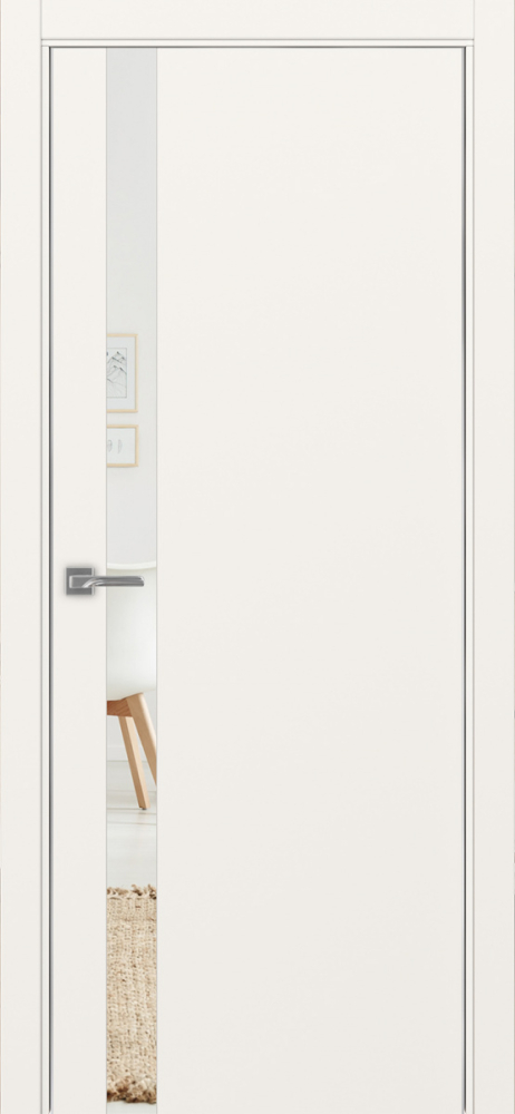 Двери в интерьере - Дверь Эко 211 бежевый, кромка AL хром SC с 2-х сторон, зеркало