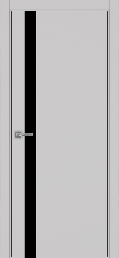 Двери в интерьере - Дверь Эко 211 пепельный, кромка AL хром SC с 2-х сторон, lacobel черный