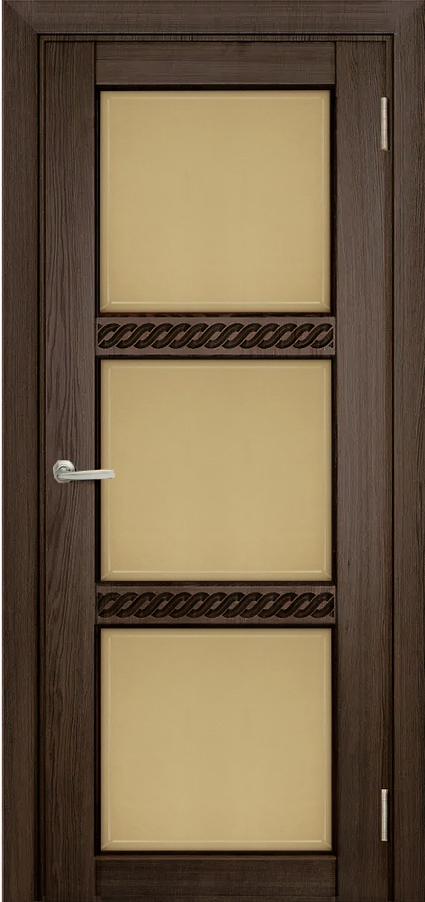 Двери в интерьере - Дверь Берест массив сосны Браво кофе, фреза коса, стекло бронза