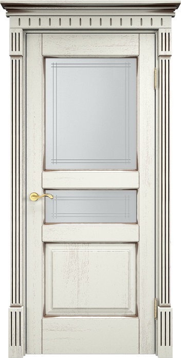 Двери в интерьере - Дверь Итальянская Легенда массив дуба Д5 эмаль F120 с черной патиной, стекло 5-3