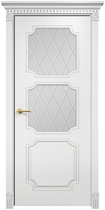 Дверь Оникс Валенсия фрезерованная эмаль белая, сатинат гравировка Ромбы