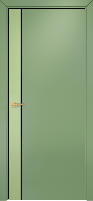 Двери в интерьере - Дверь Оникс Дуо эмаль фисташковая/эмаль RAL 6021, триплекс черный